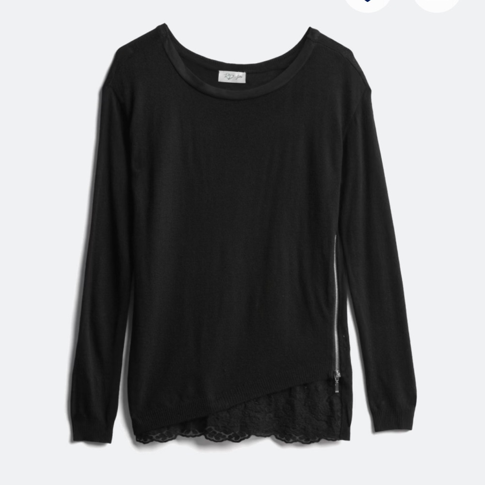 Chic Black Sweater with Lace Detail